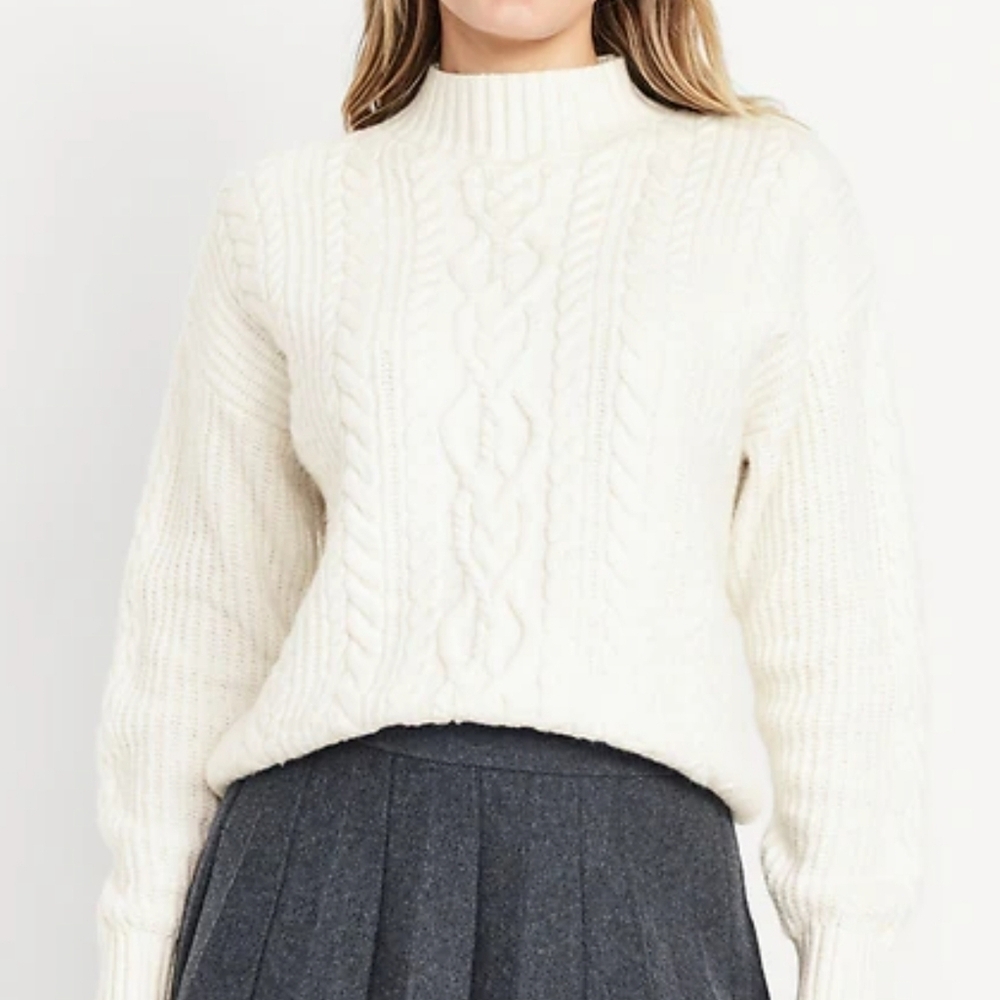 Sherpa Adventure Gear Alpaca Blend Mini Cable Knit Cream Turtleneck Sweater
